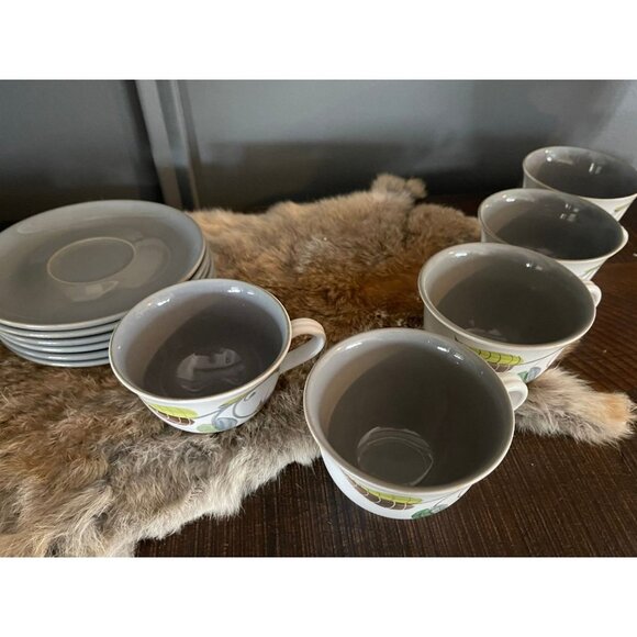 Denby Langley Spring Five (5) flat Cup + saucer set Stoneware | Made in England - Picture 2 of 9